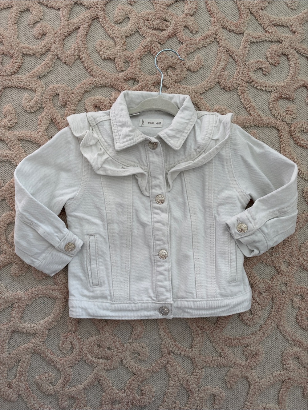 Mango Cream Ruffle-Collar Jean Jacket
